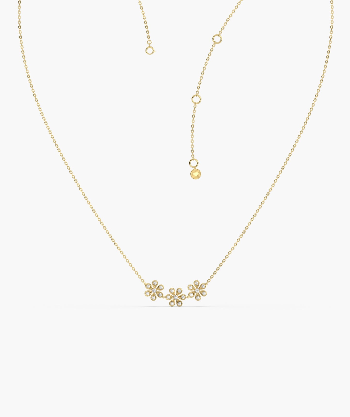 Triple Flower Diamond Necklace
