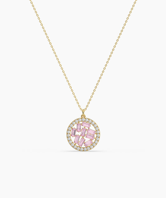 Baguette & Diamond Circle Pendant
