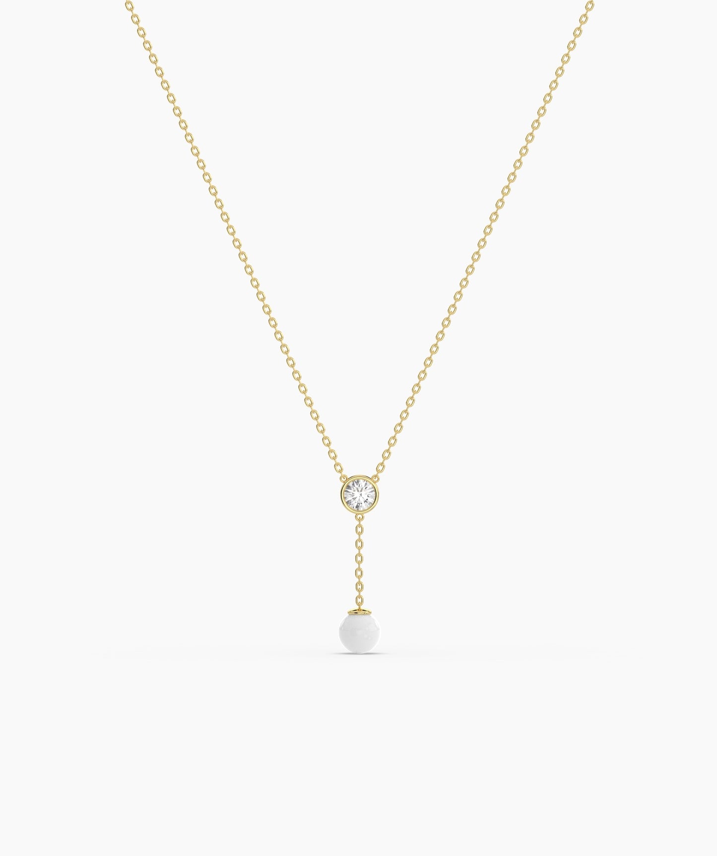 Diamond & Pearl Y Drop Necklace