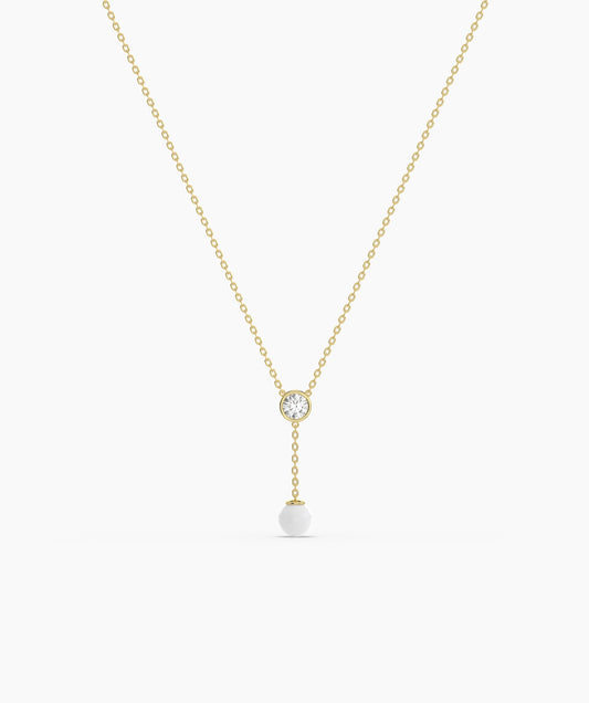 Diamond & Pearl Y Drop Necklace