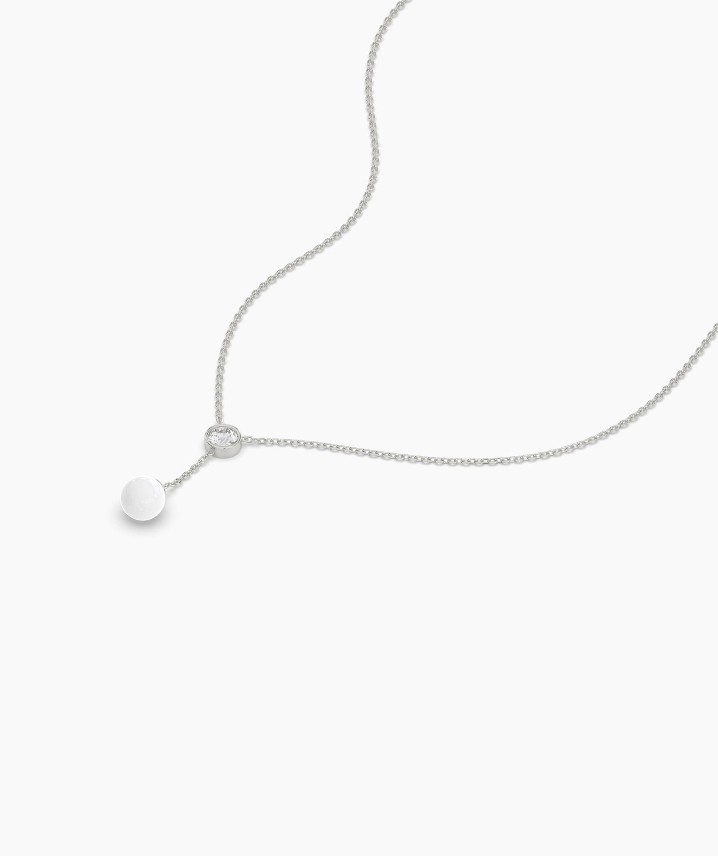 Diamond & Pearl Y Drop Necklace