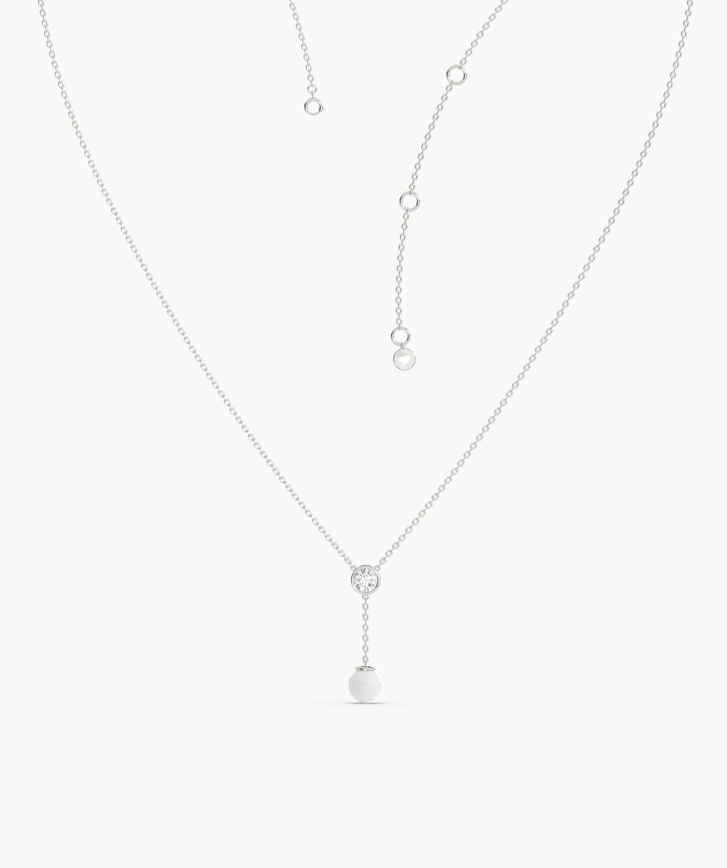 Diamond & Pearl Y Drop Necklace