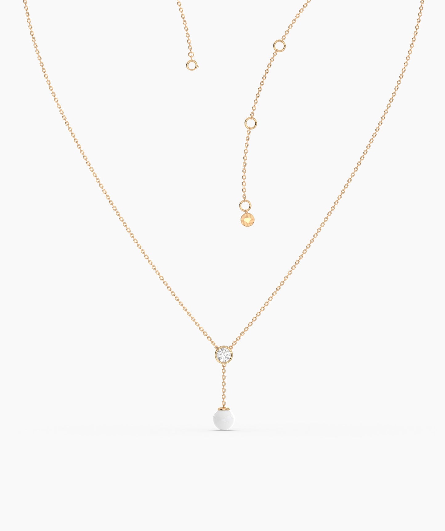 Diamond & Pearl Y Drop Necklace