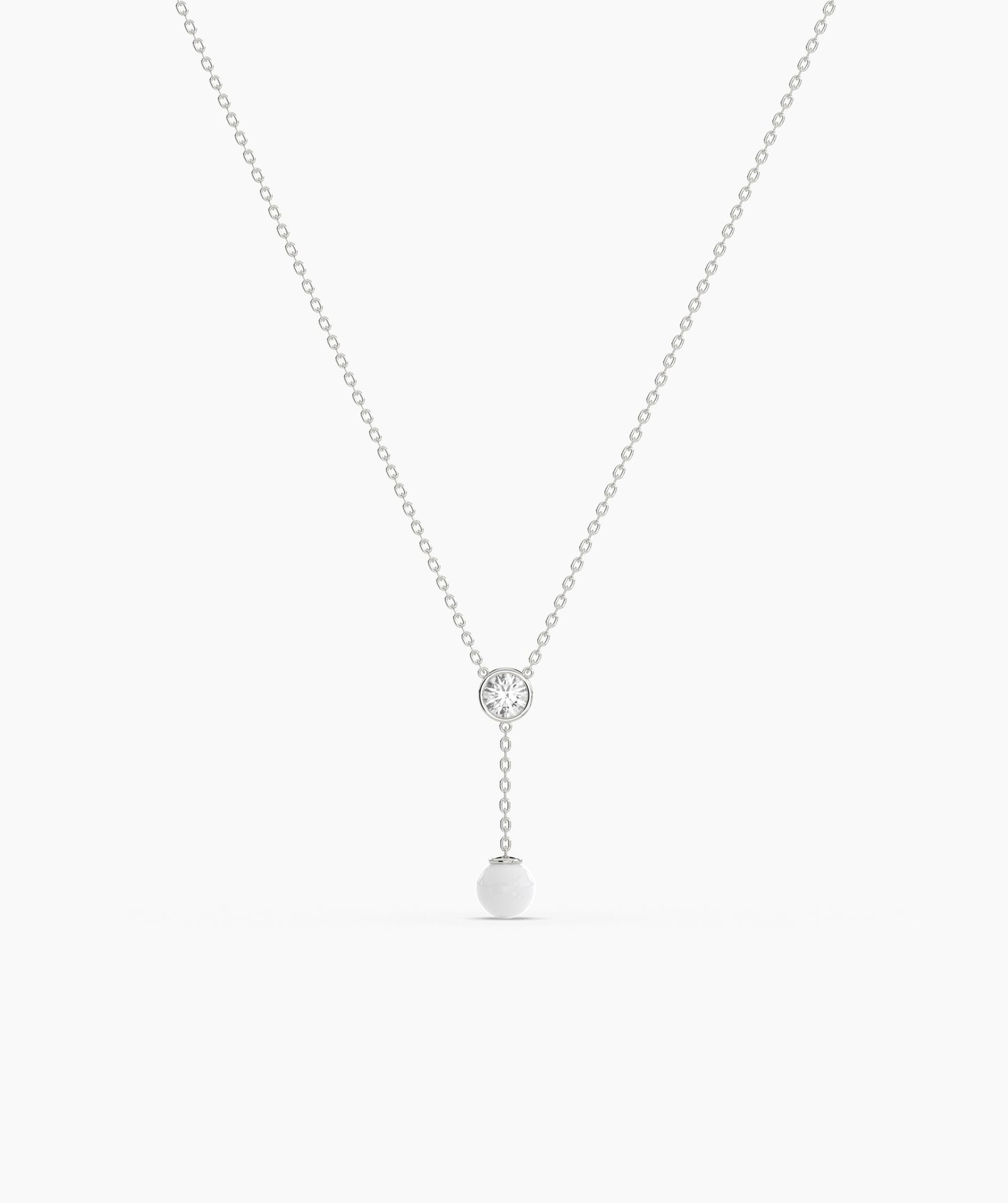 Diamond & Pearl Y Drop Necklace