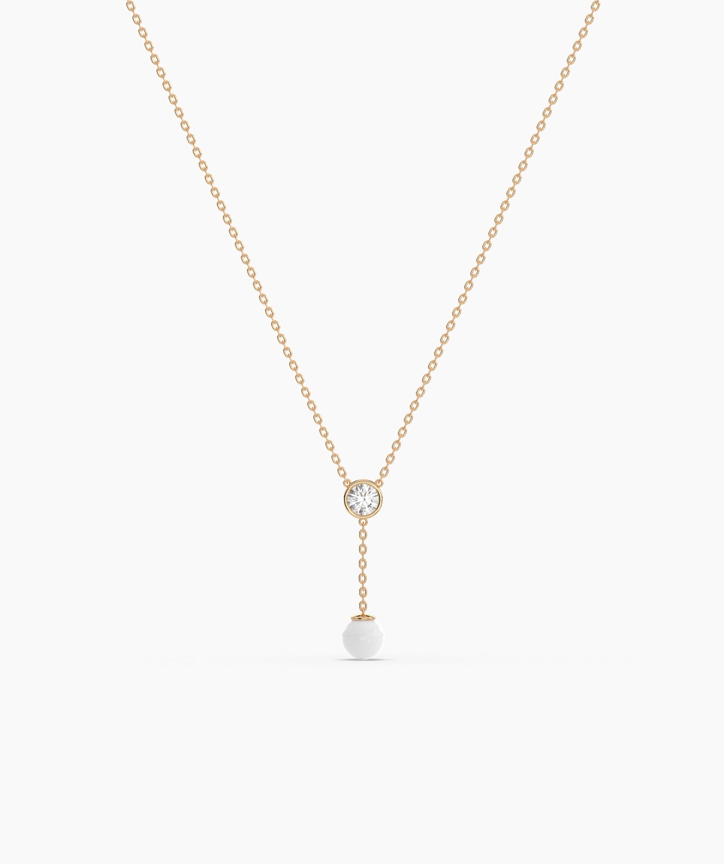 Diamond & Pearl Y Drop Necklace