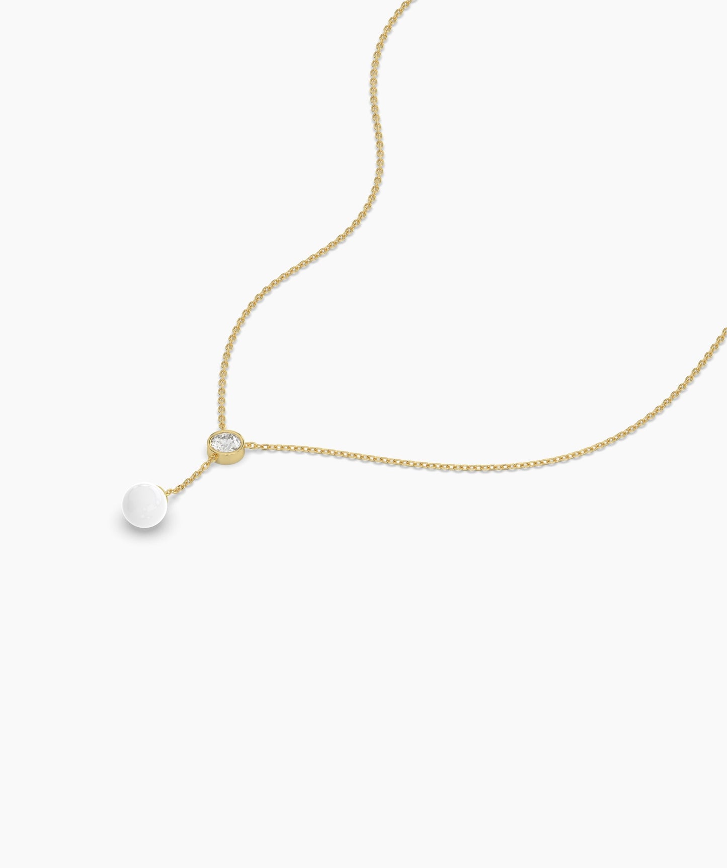 Diamond & Pearl Y Drop Necklace