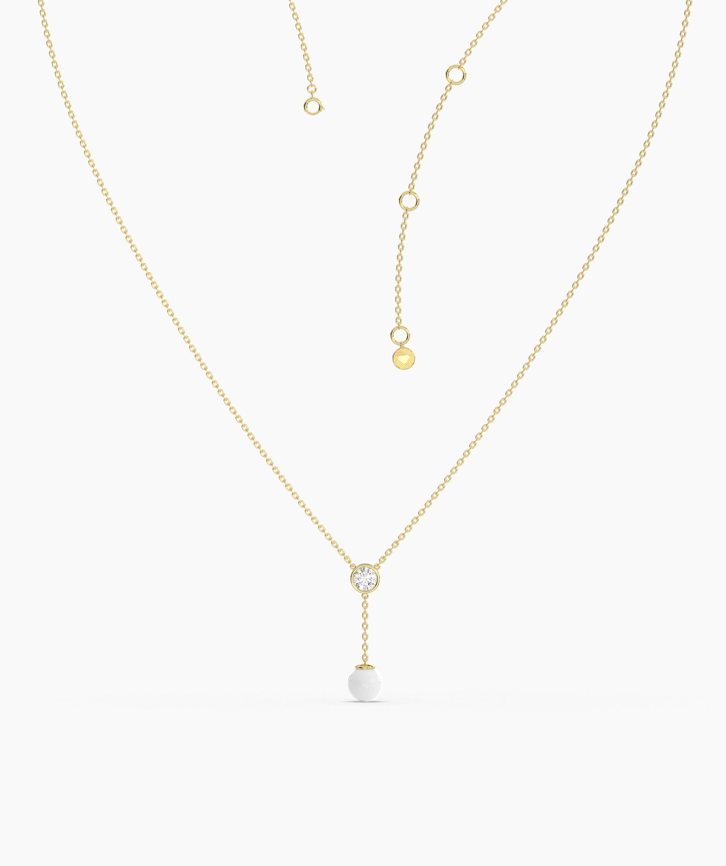 Diamond & Pearl Y Drop Necklace