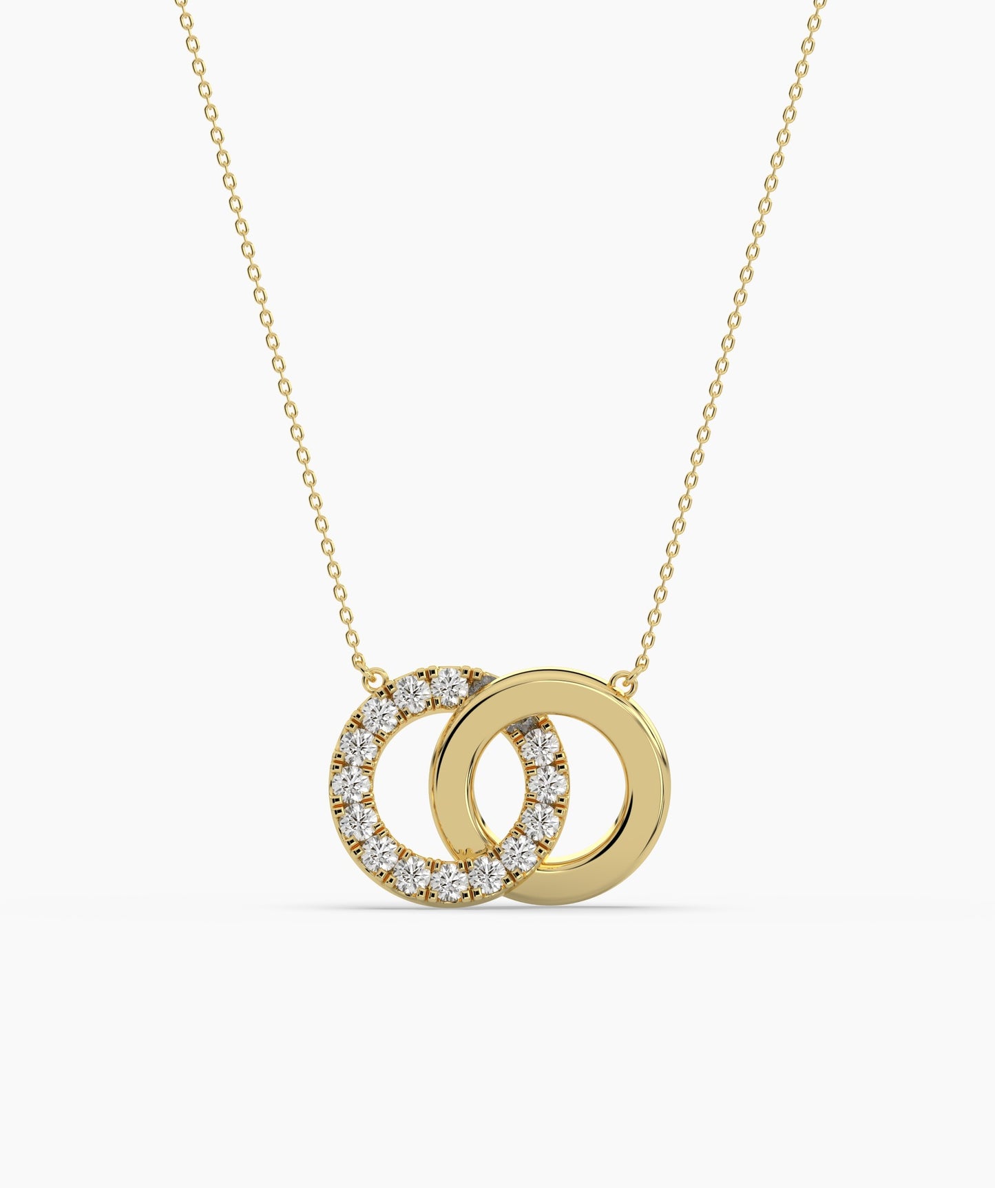 14K Solid Gold Interlocking Circles Necklace