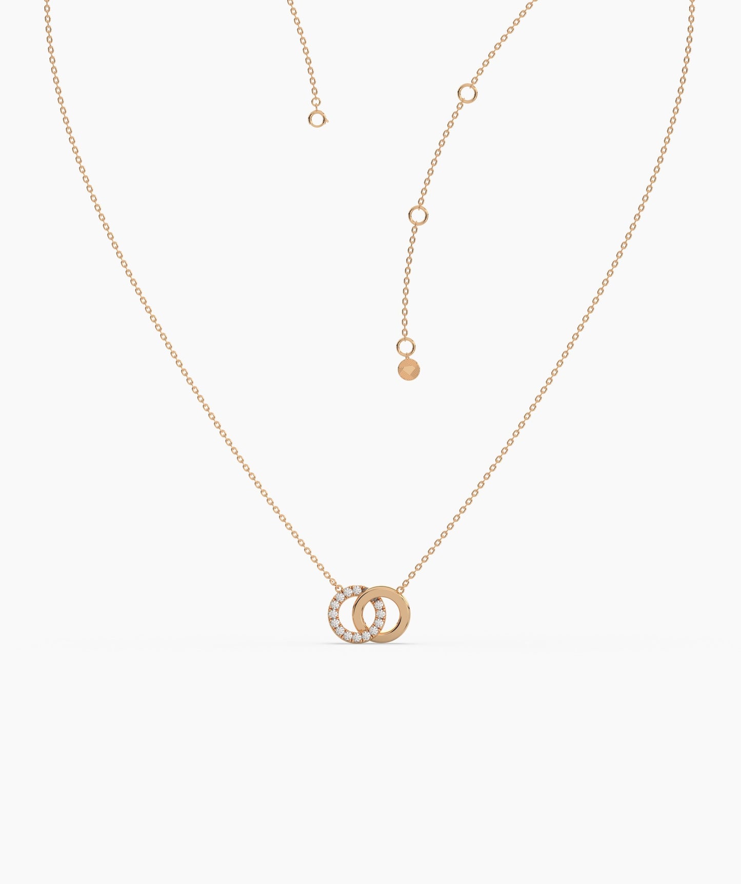 14K Solid Gold Interlocking Circles Necklace
