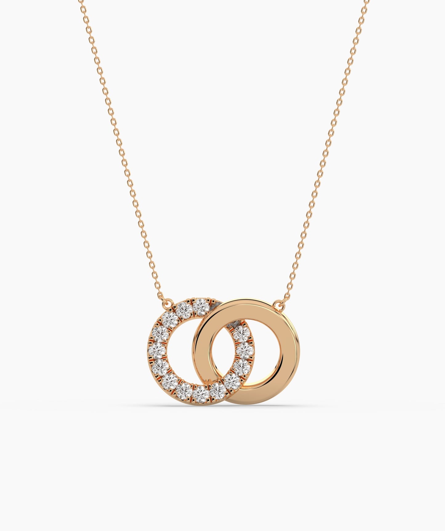 14K Solid Gold Interlocking Circles Necklace