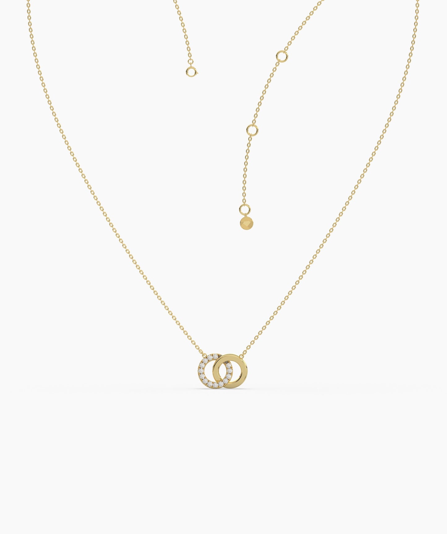 14K Solid Gold Interlocking Circles Necklace