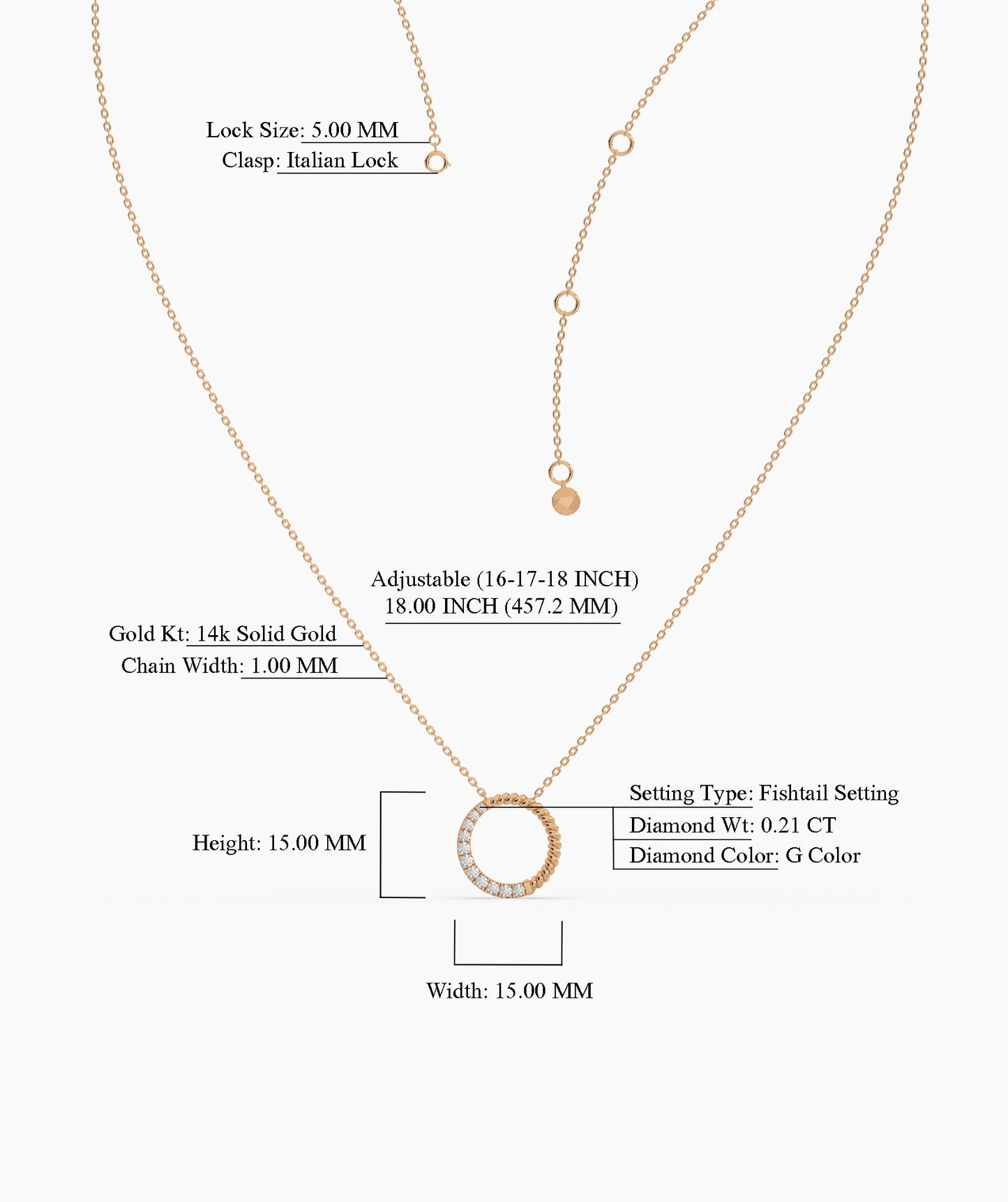 14K Gold & Diamond Circle Pendant