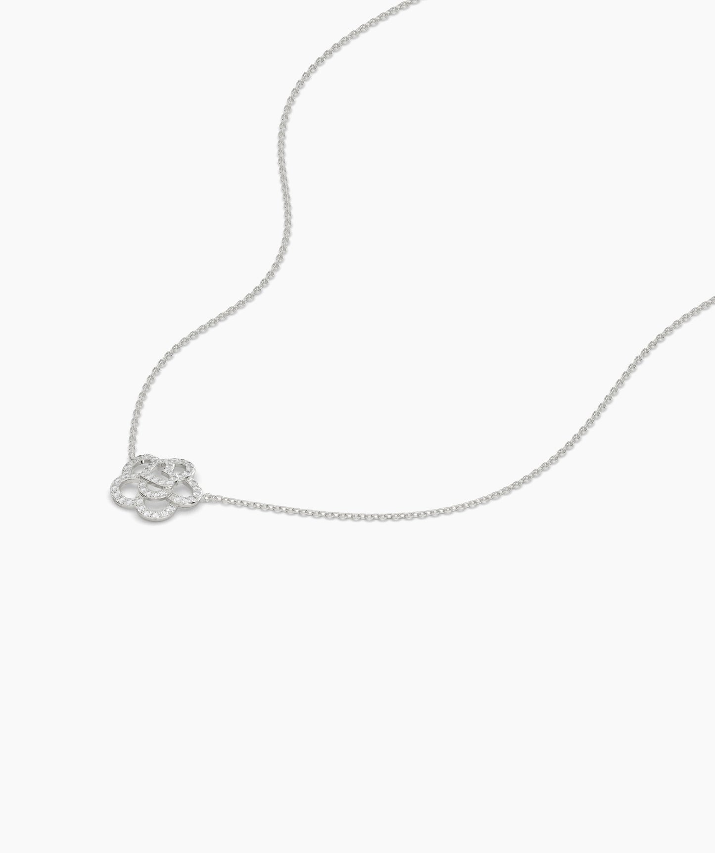 14K Gold Diamond Flower Necklace