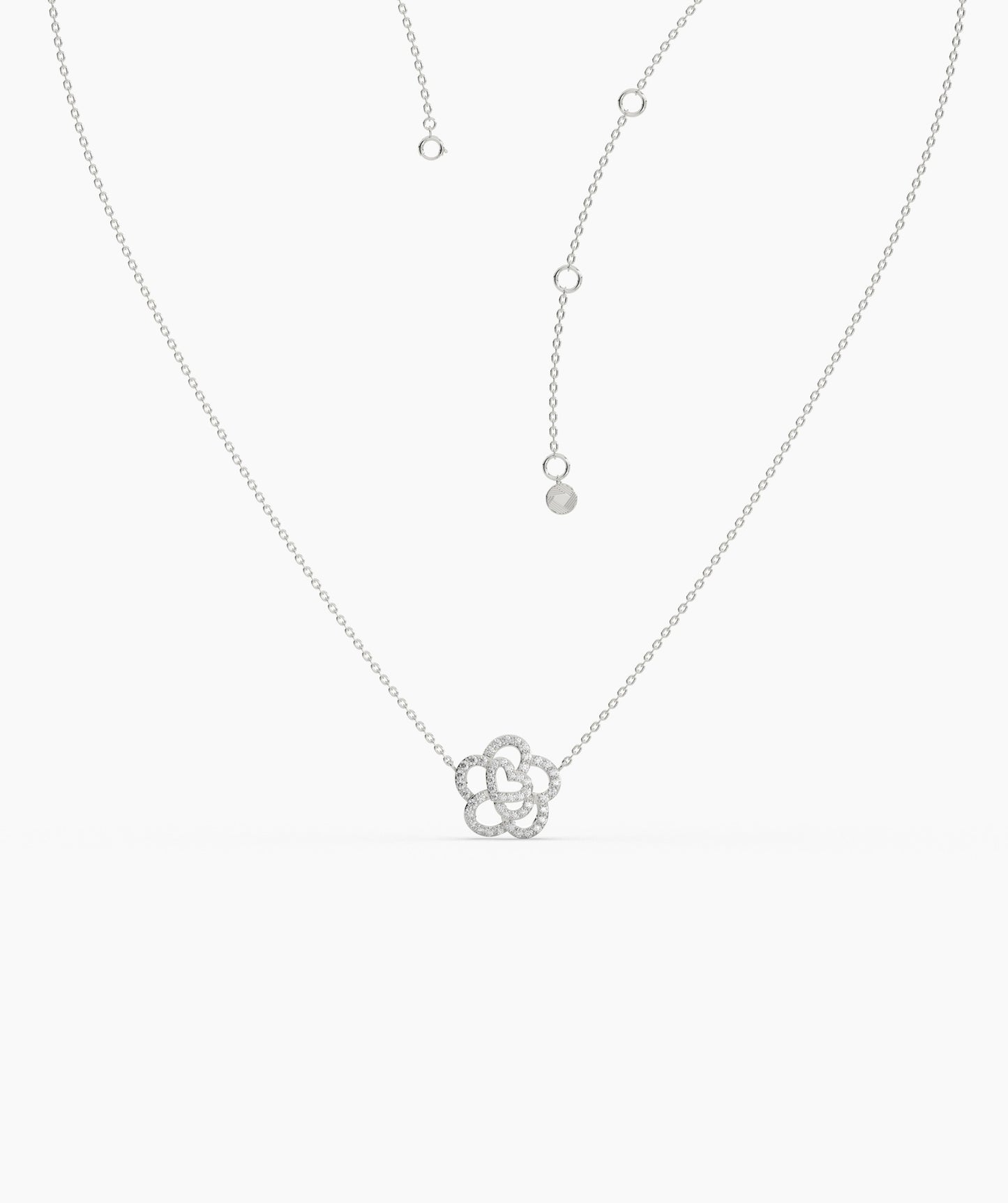 14K Gold Diamond Flower Necklace