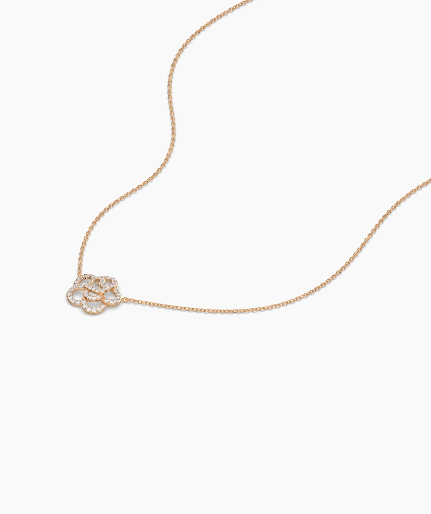 14K Gold Diamond Flower Necklace