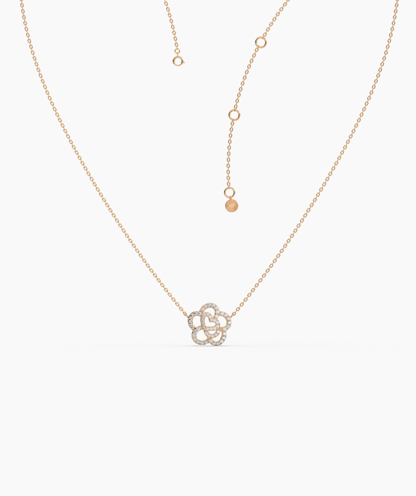 14K Gold Diamond Flower Necklace