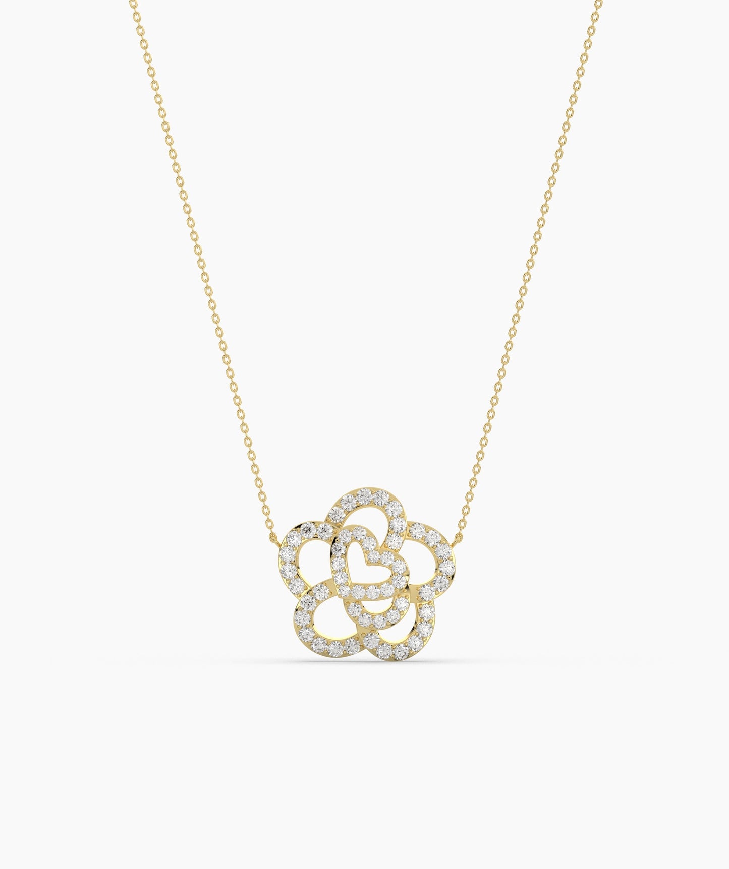 14K Gold Diamond Flower Necklace