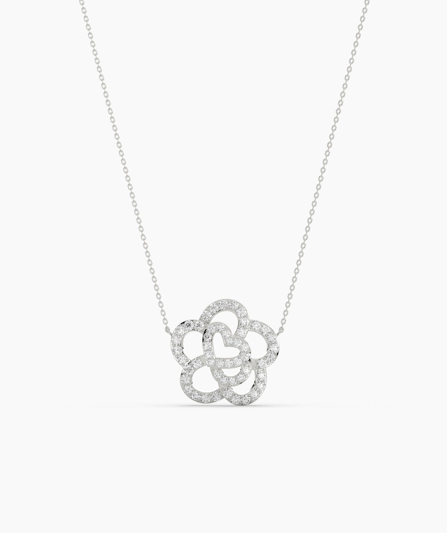 14K Gold Diamond Flower Necklace