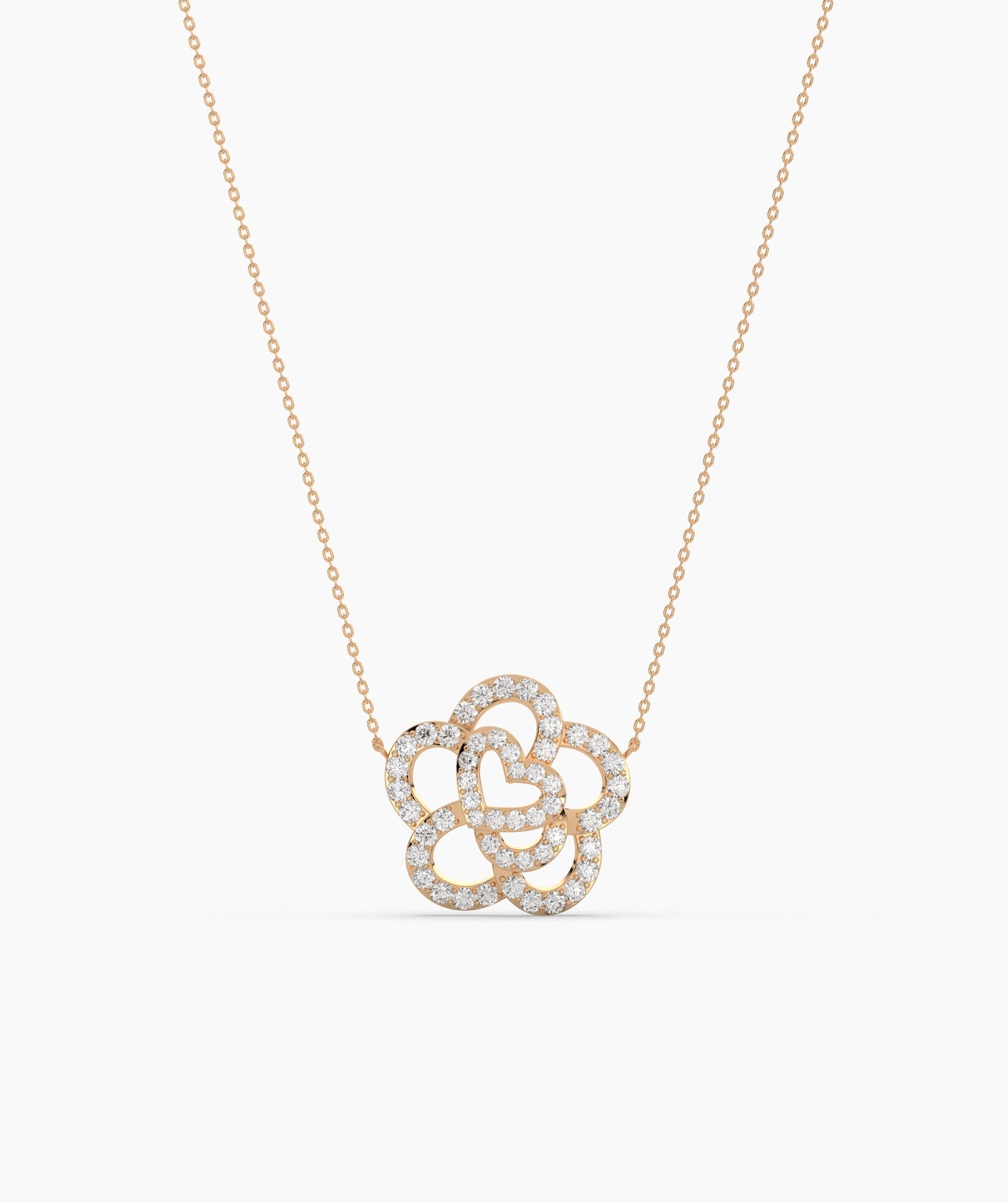 14K Gold Diamond Flower Necklace