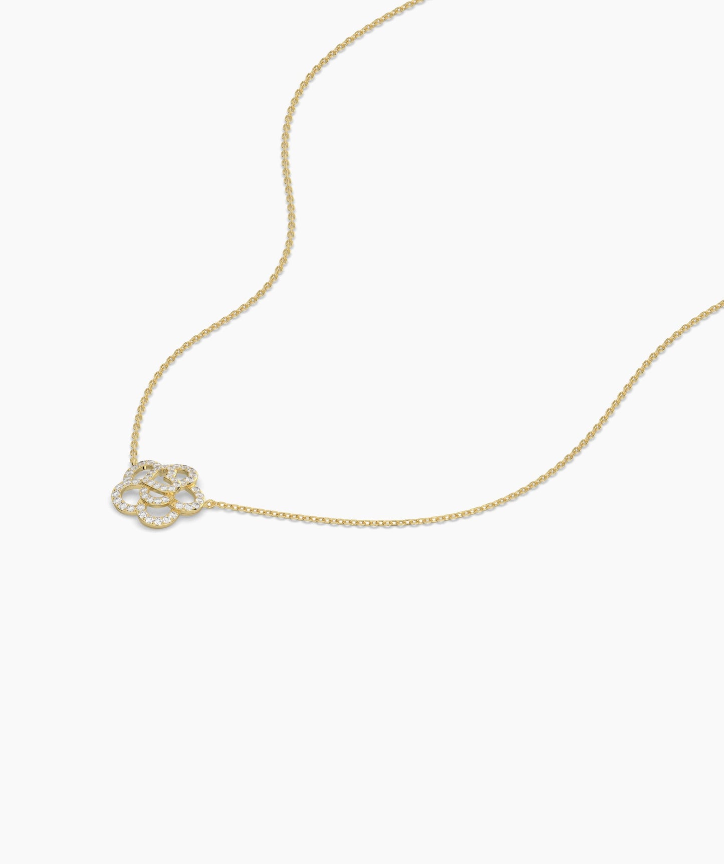 14K Gold Diamond Flower Necklace