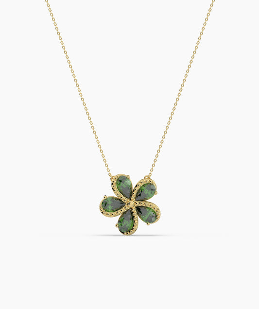 Green Gemstone Flower Pendant