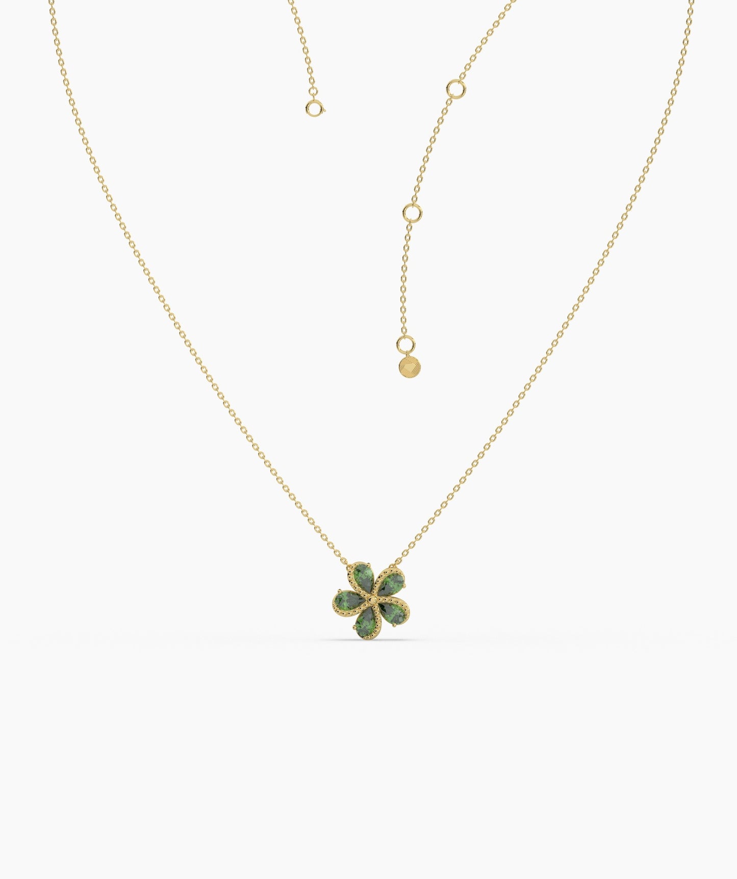 Green Gemstone Flower Pendant