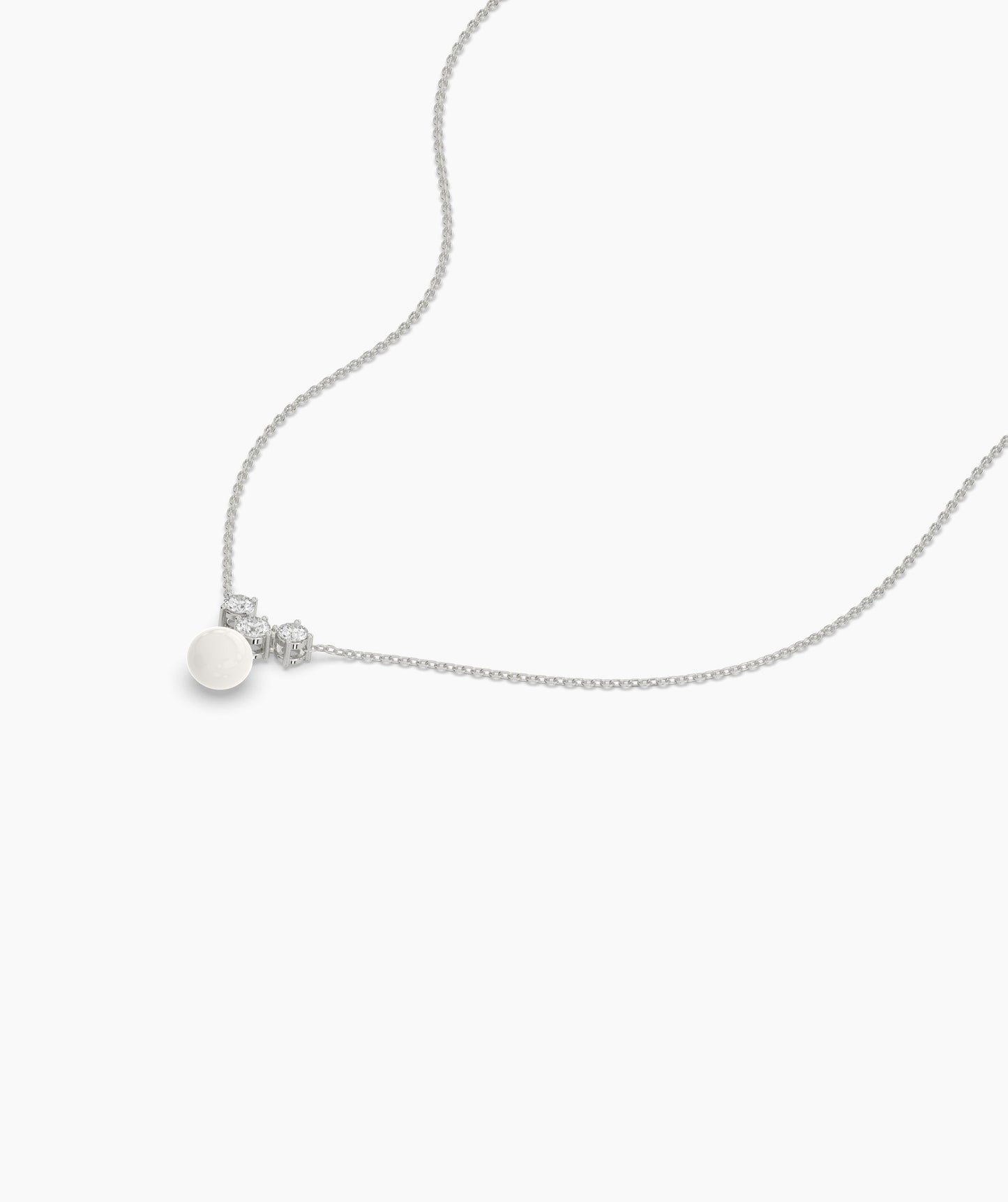 14K Gold Necklace with White Disc Pendant