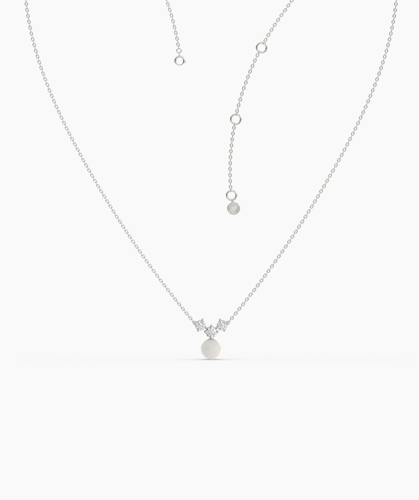 14K Gold Necklace with White Disc Pendant