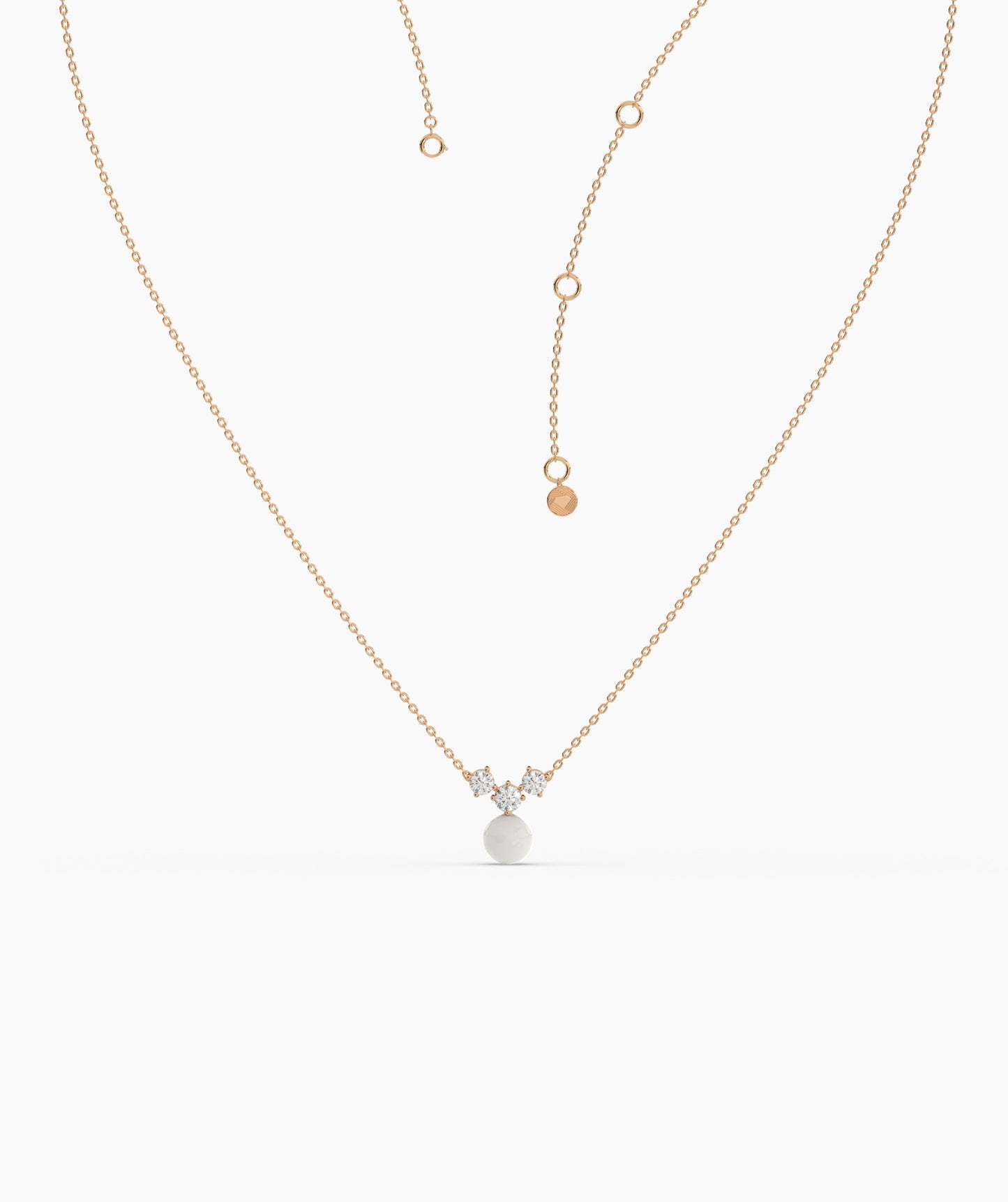 14K Gold Necklace with White Disc Pendant