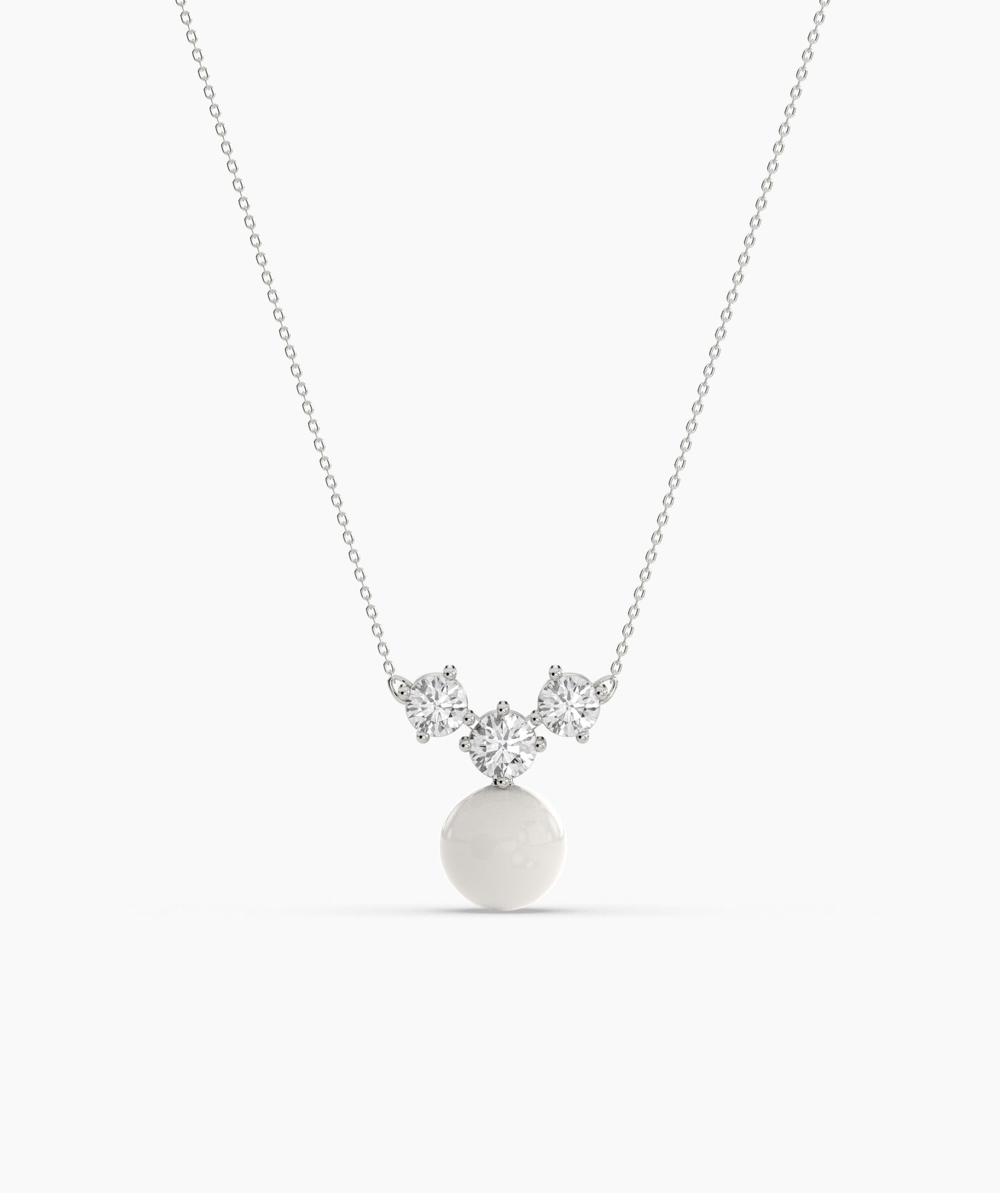 14K Gold Necklace with White Disc Pendant
