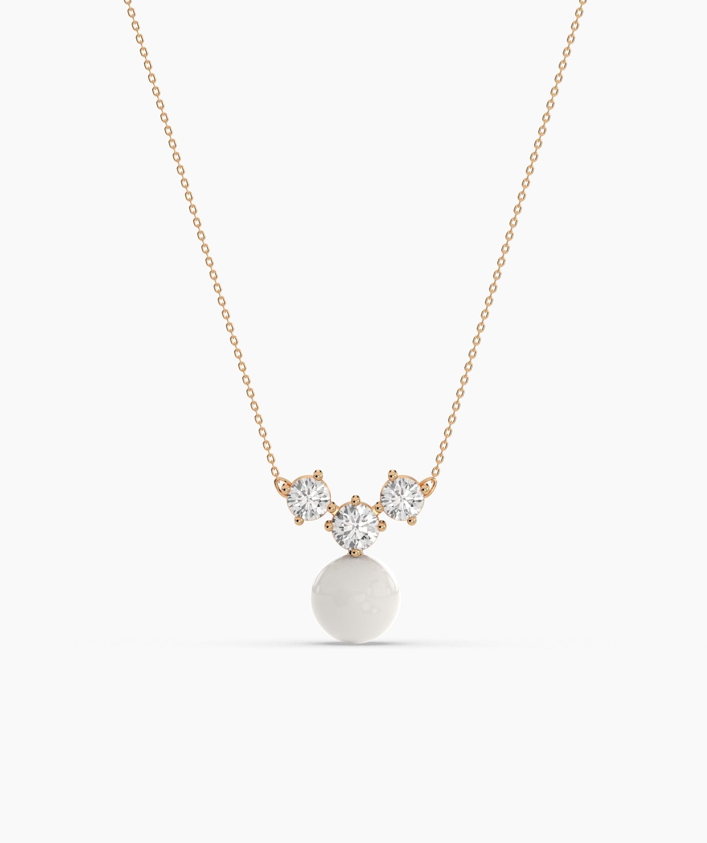 14K Gold Necklace with White Disc Pendant