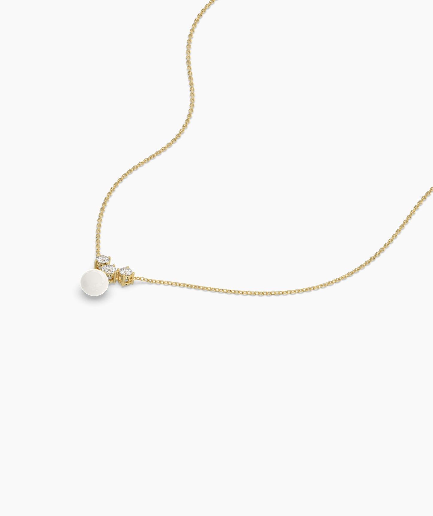 14K Gold Necklace with White Disc Pendant