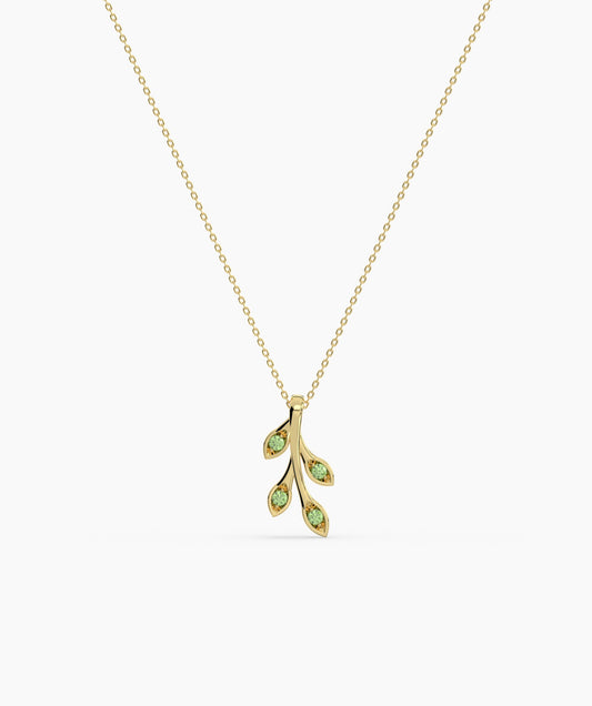 14K Gold Pendant with Sparkling Green Stones
