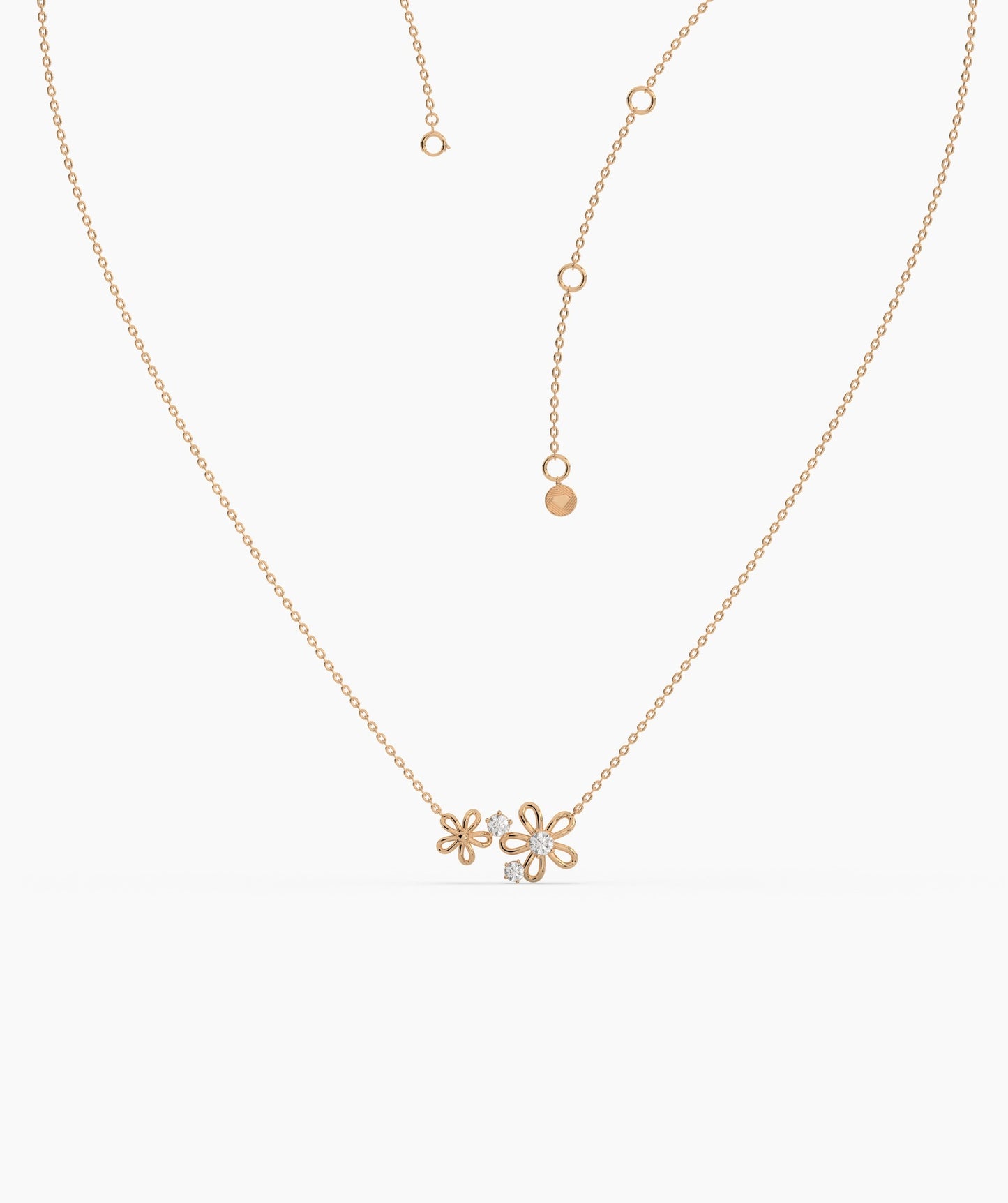 14K Gold Diamond Flower Pendant