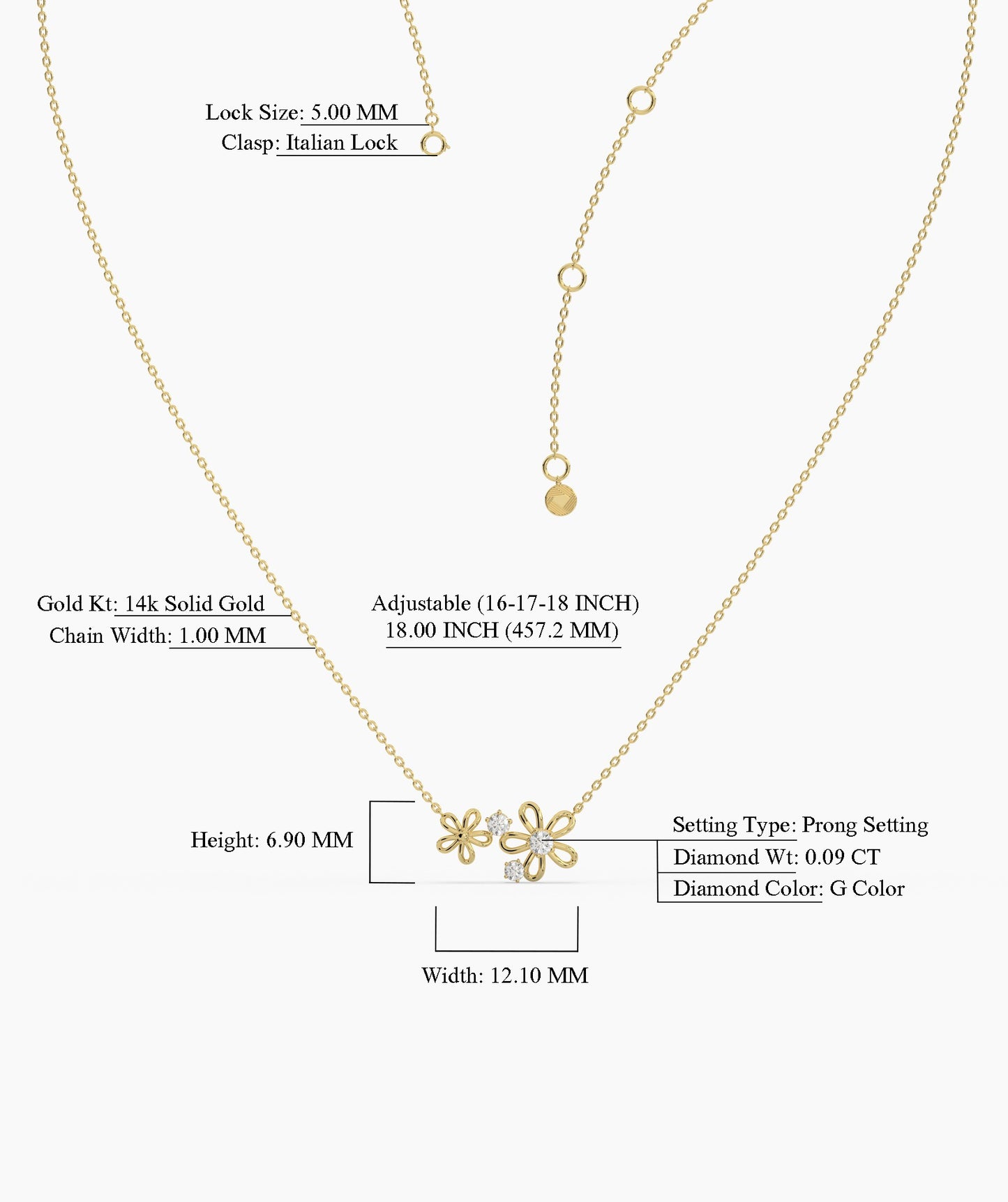 14K Gold Diamond Flower Pendant