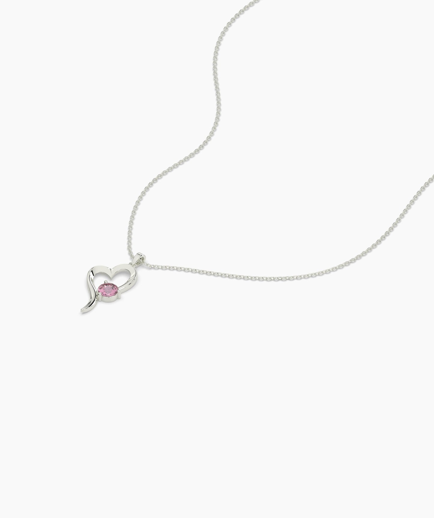 Heart Necklace with Pink Gem