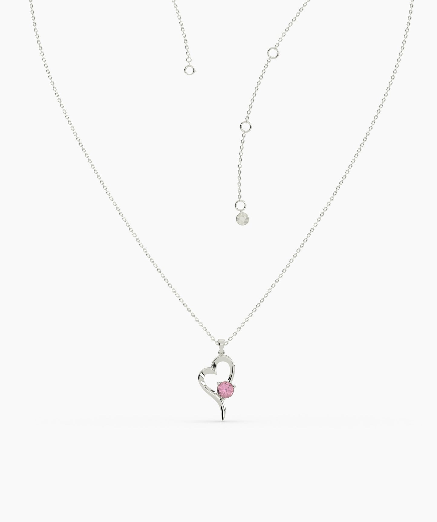 Heart Necklace with Pink Gem