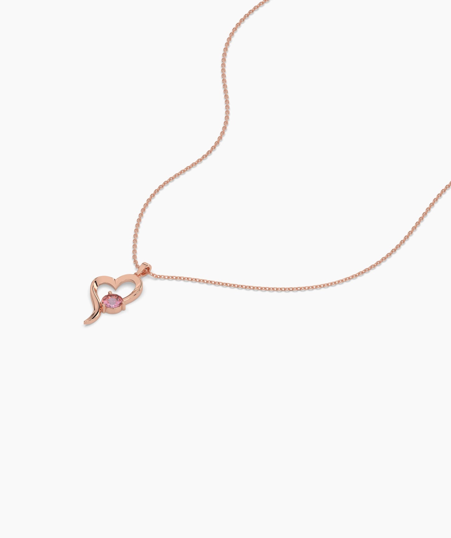 Heart Necklace with Pink Gem