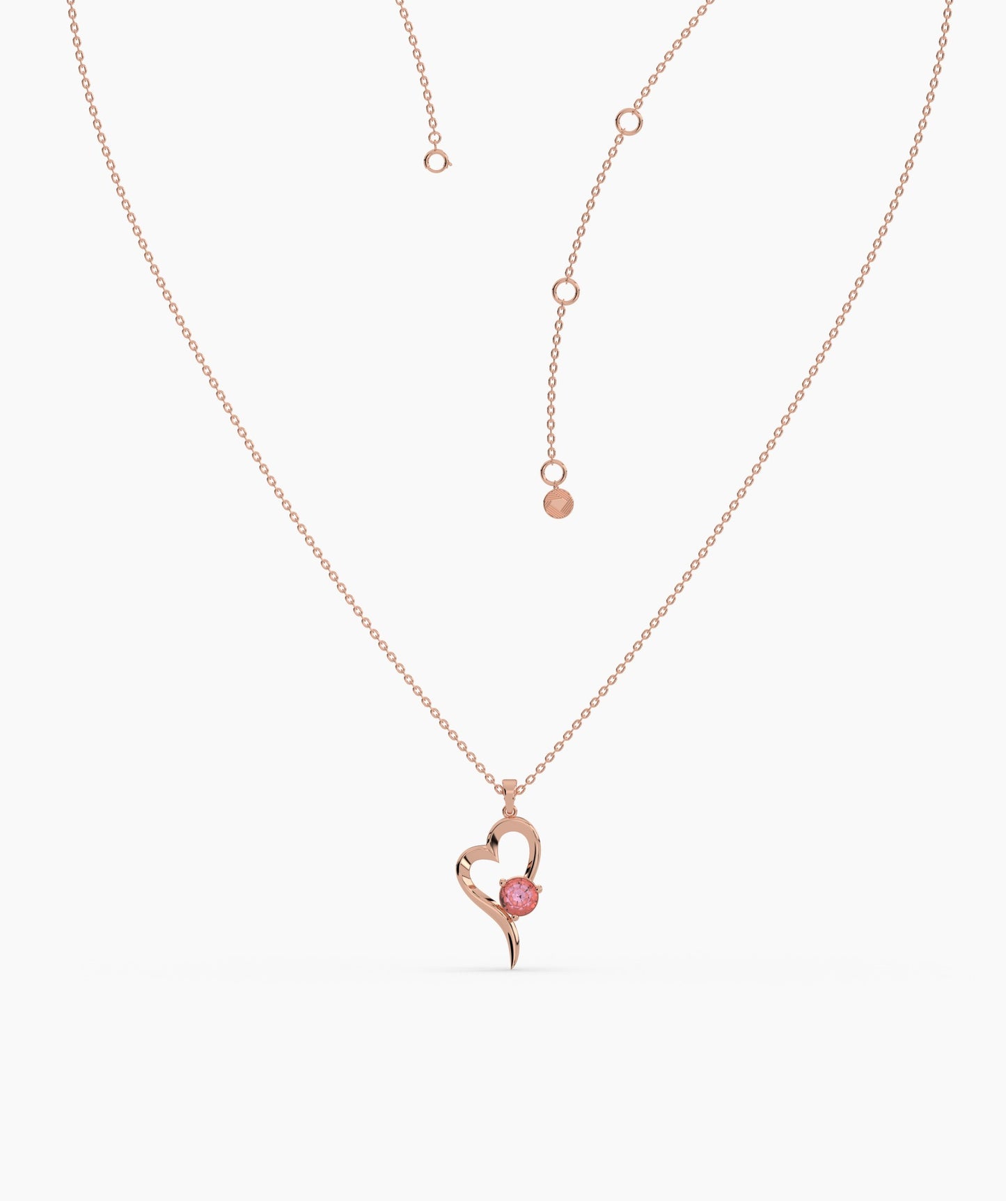 Heart Necklace with Pink Gem
