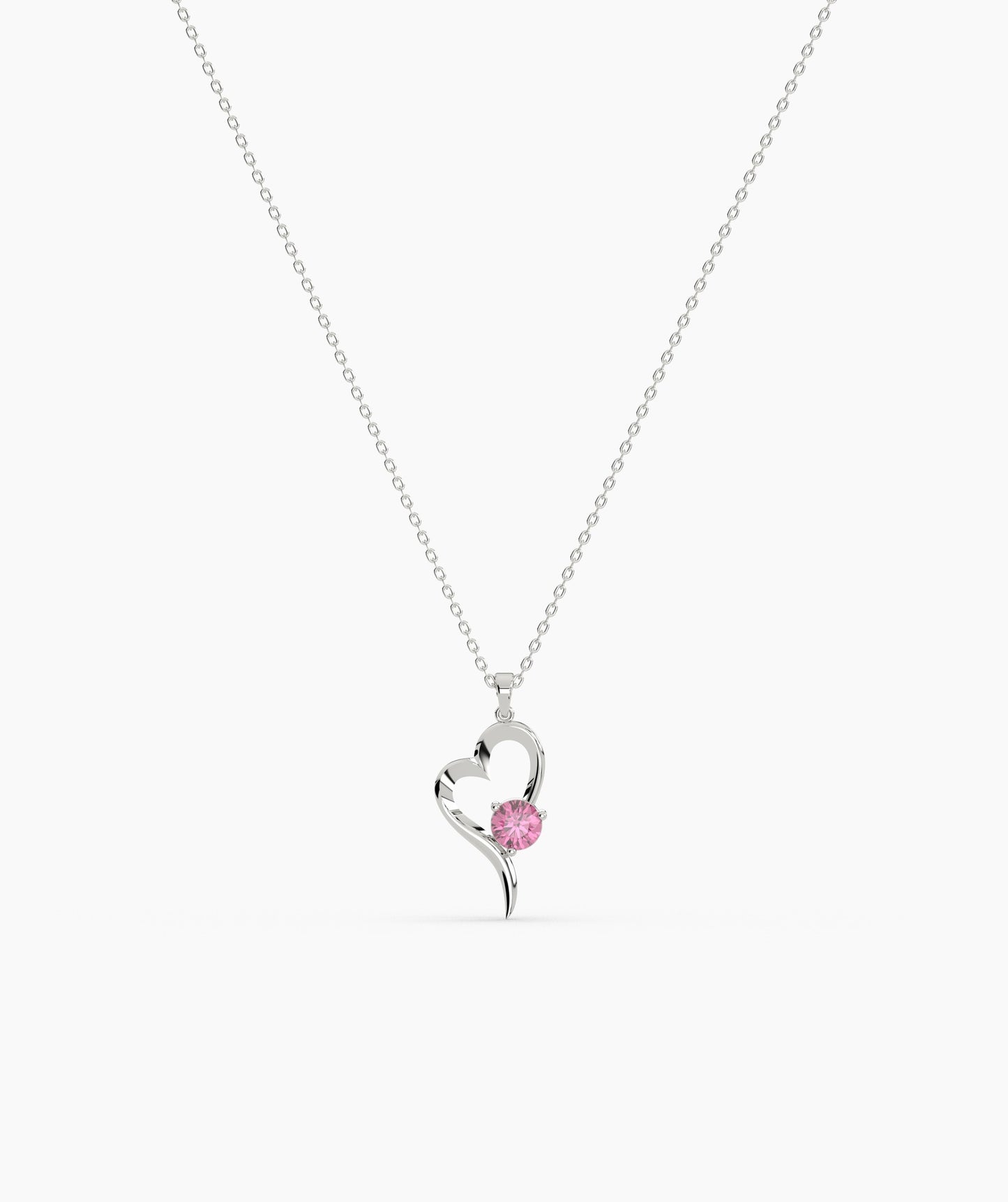 Heart Necklace with Pink Gem
