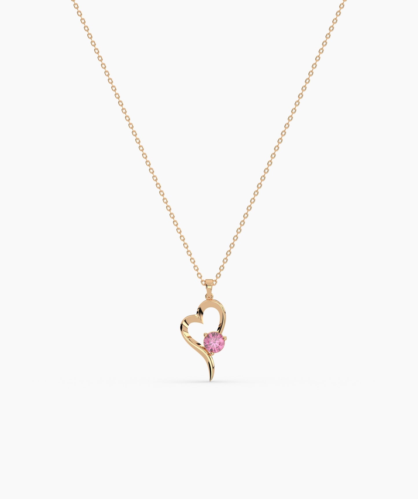 Heart Necklace with Pink Gem