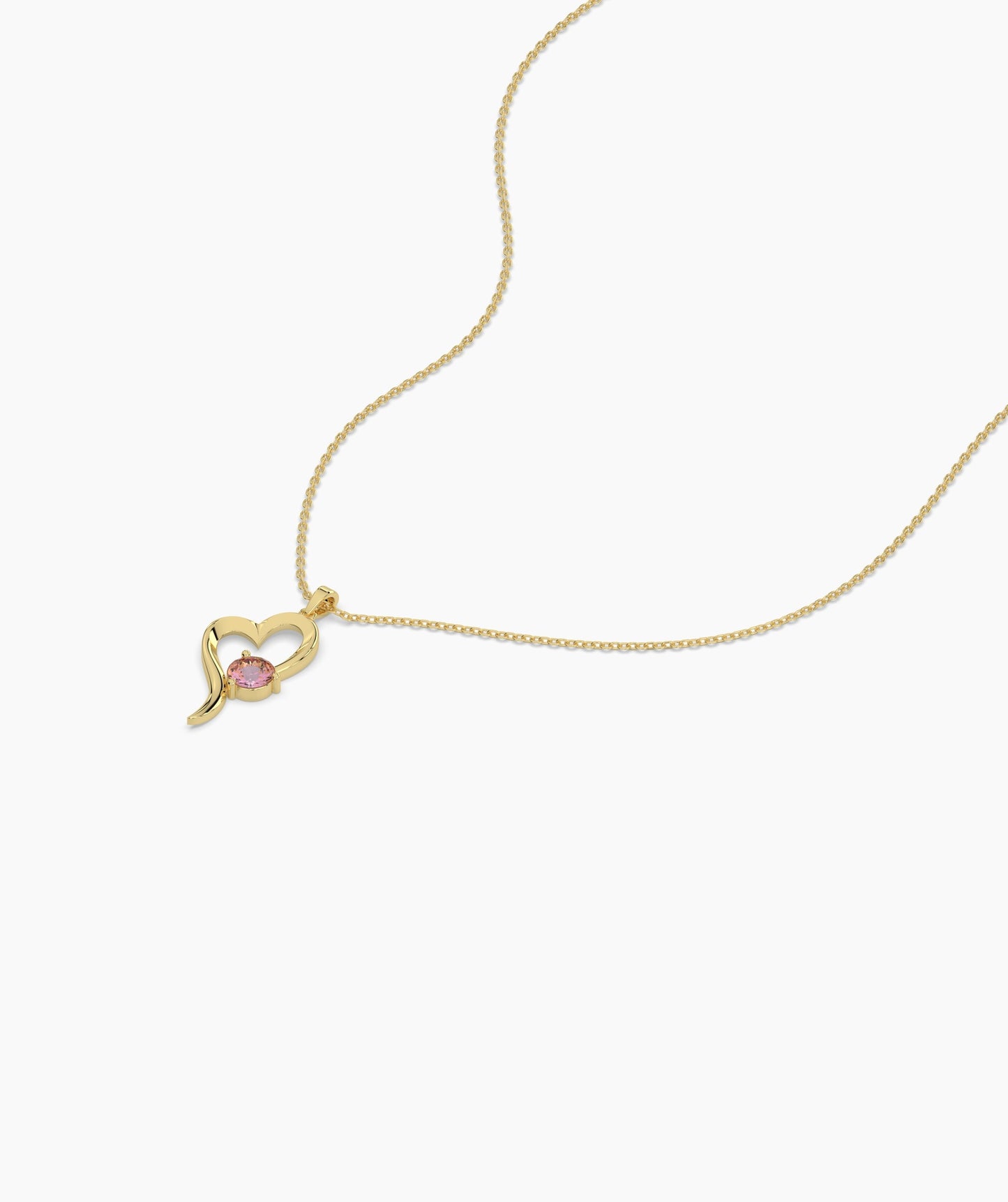 Heart Necklace with Pink Gem