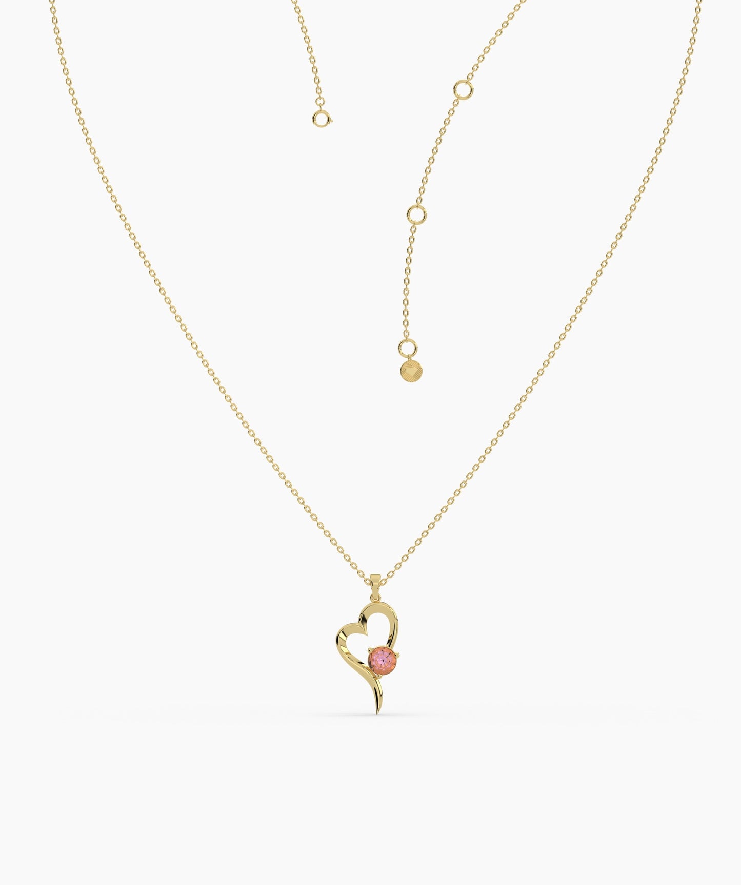 Heart Necklace with Pink Gem