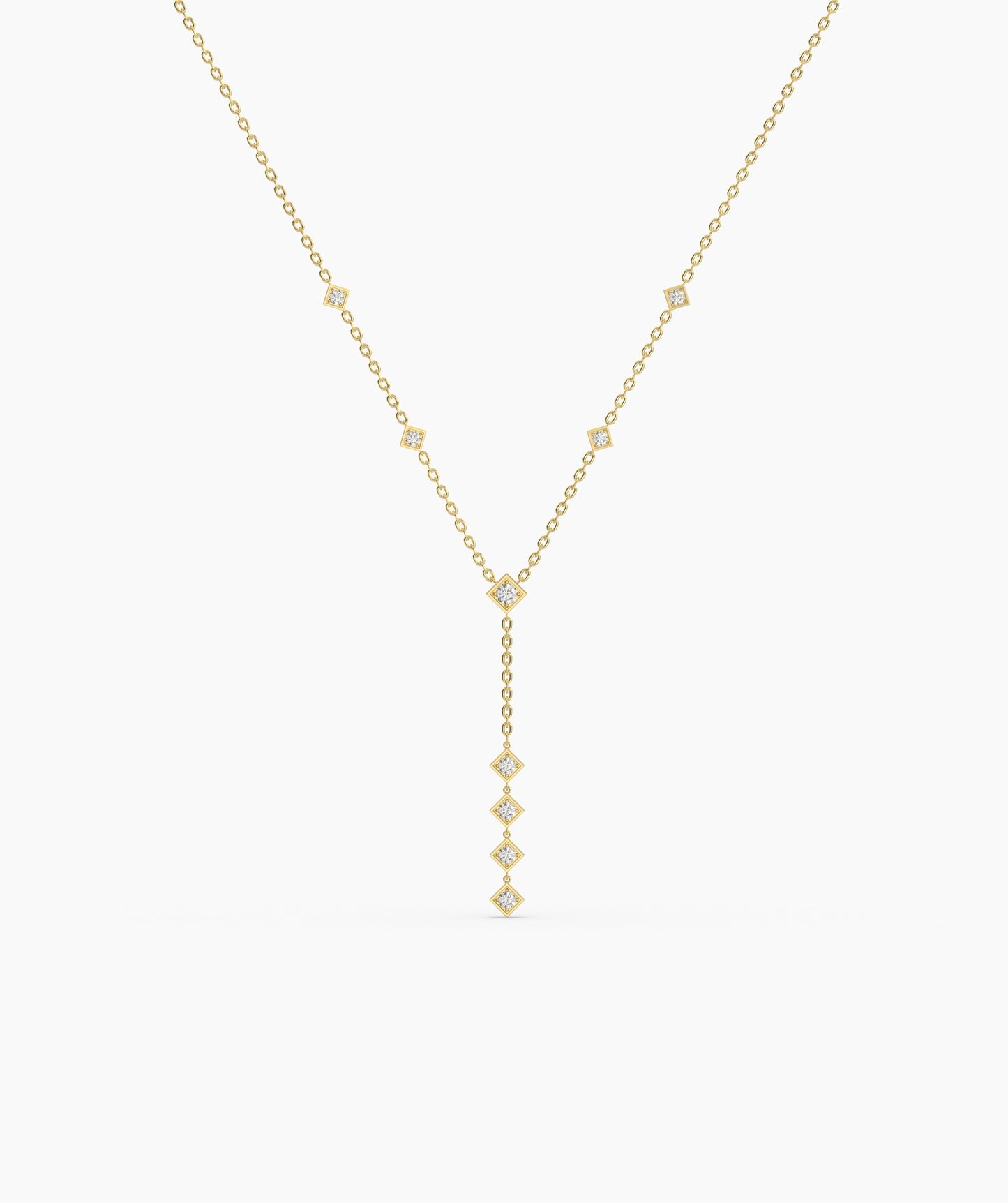 Dainty Diamond Y Drop Necklace