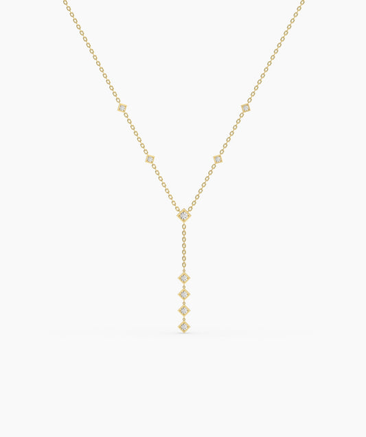 Dainty Diamond Y Drop Necklace