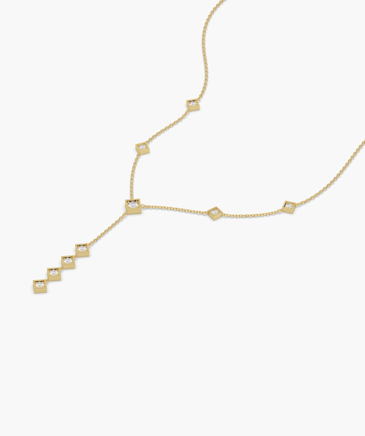 Dainty Diamond Y Drop Necklace