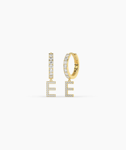 Custom Initial Diamond Hoop Earrings