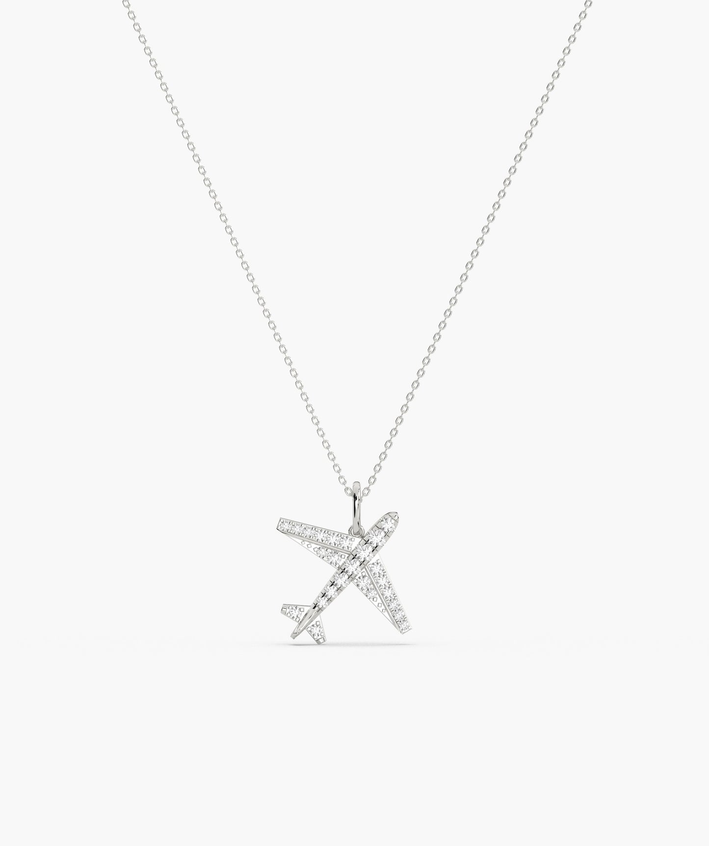 Diamond Airplane 14K Gold Necklace