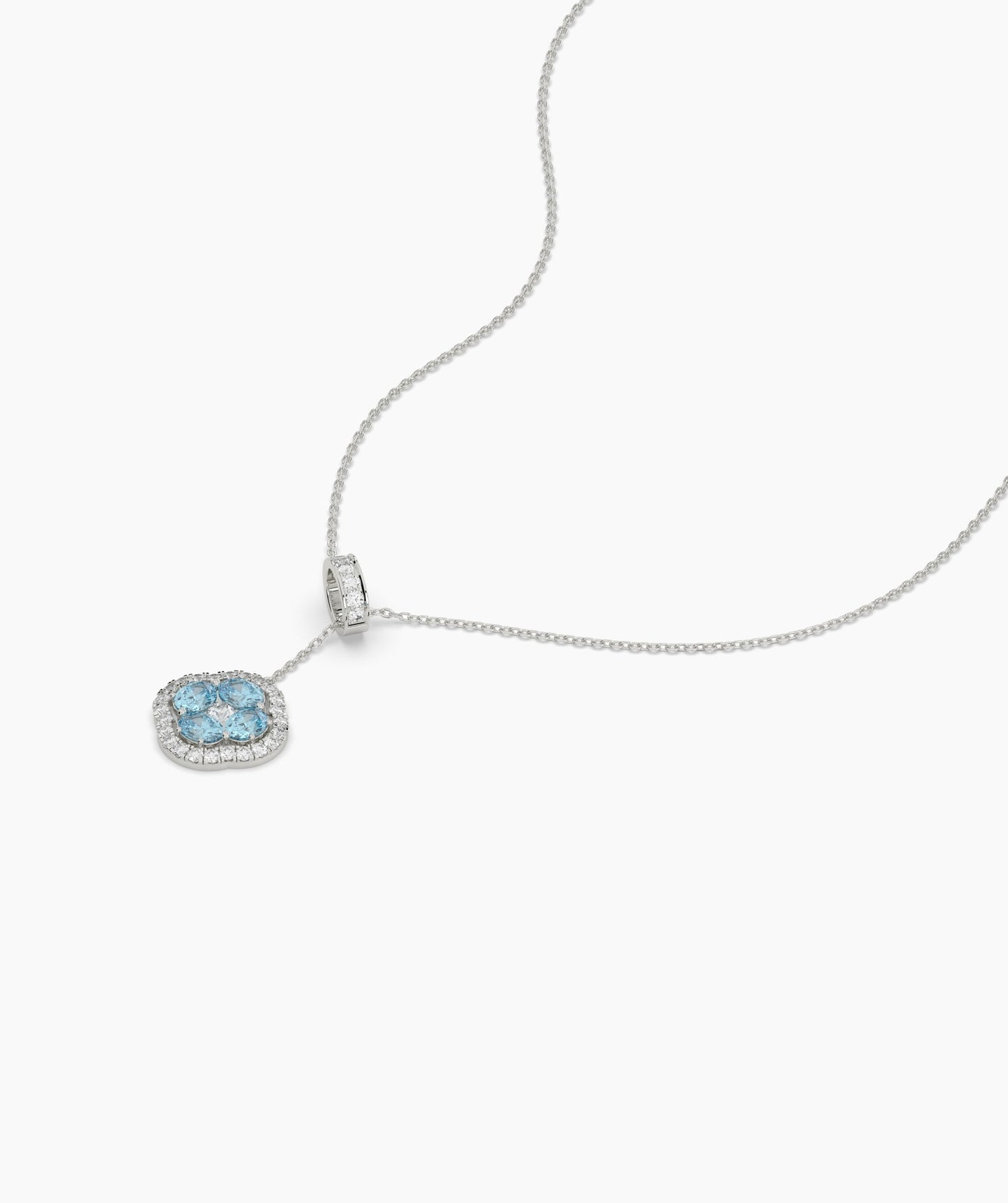Elegant Blue Stone & Diamond Bow Necklace