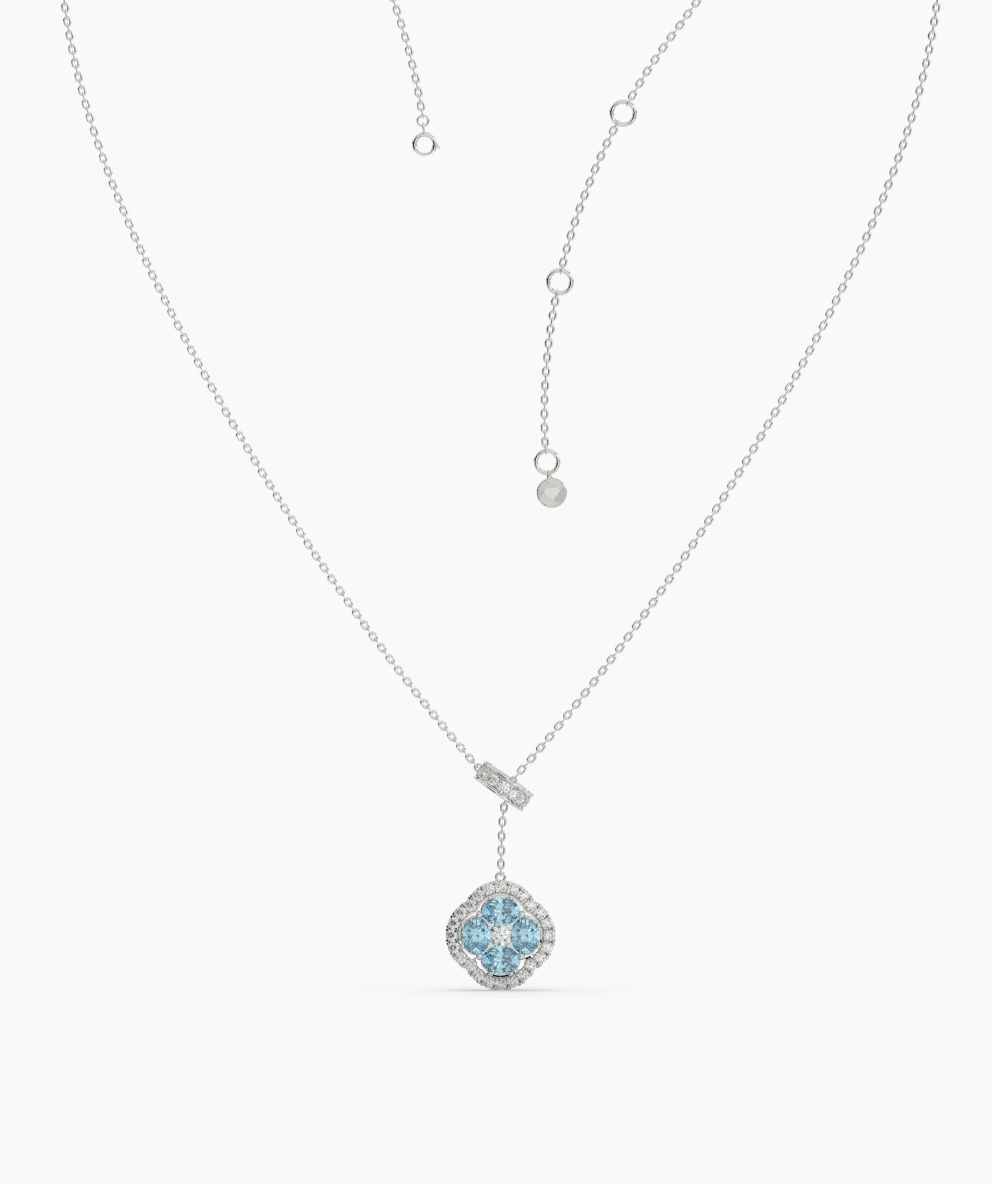 Elegant Blue Stone & Diamond Bow Necklace